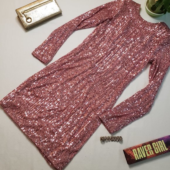 KAOS Mini Dress in Pink Sequins Size US 8 EU 38 Brand New NWT - Picture 7 of 12